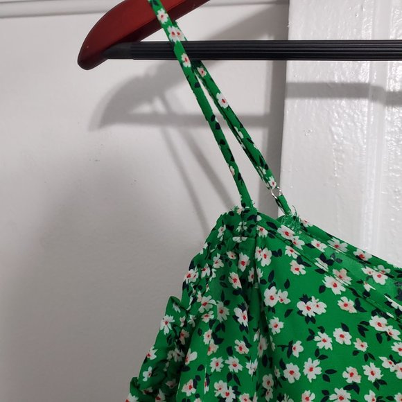 Jessica Simpson Women's Extra Small Green Floral Sleeveless Midi-Dress with Slip - Picture 5 of 10